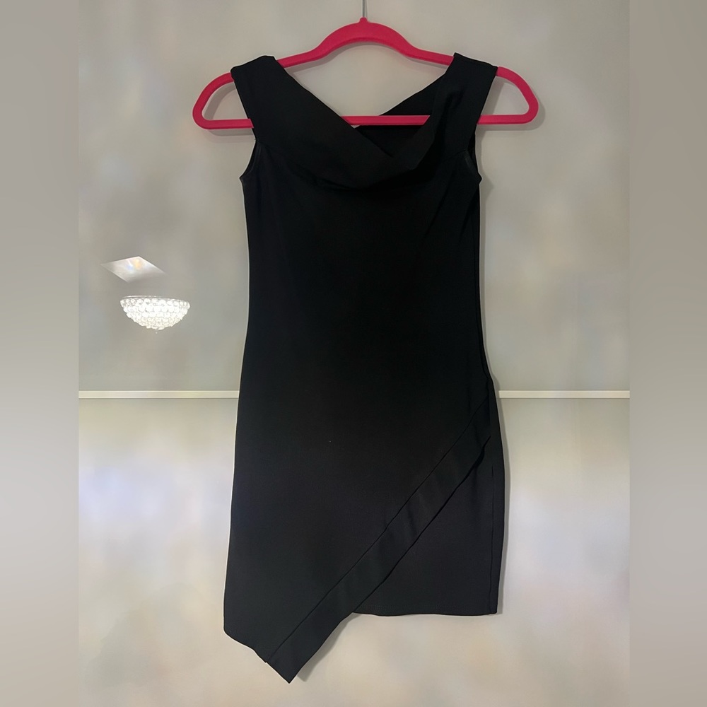 Black off the shoulder mini dress